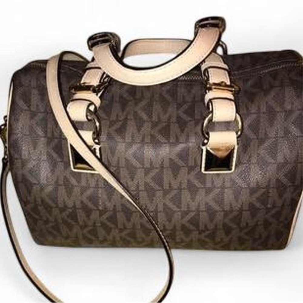 Michael Kors Signature Brown and Cream Satchel